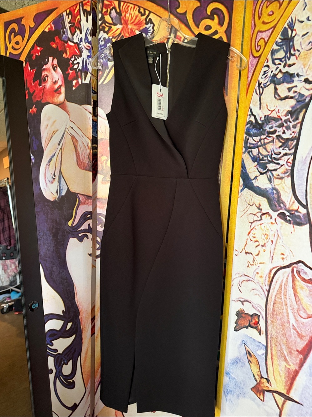 Ted Baker Black Sheath Dress - Elegant V-Neck NWT